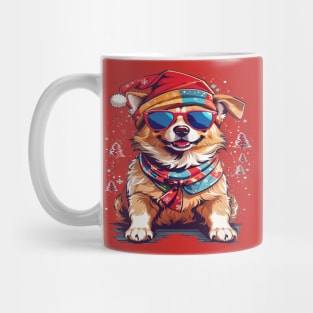 Christmas dog waring Christmas hat Mug